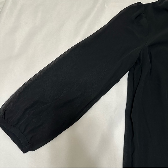 Draper James dress Black Long Sleeve size large tie Neck Flounce Shift Dress NWT - Picture 4 of 10